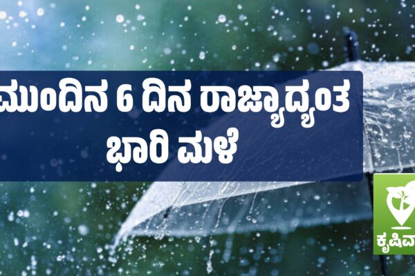 ಮುಂದಿನ 6 ದಿನ ರಾಜ್ಯಾದ್ಯಂತ ಭಾರಿ ಮಳೆ.